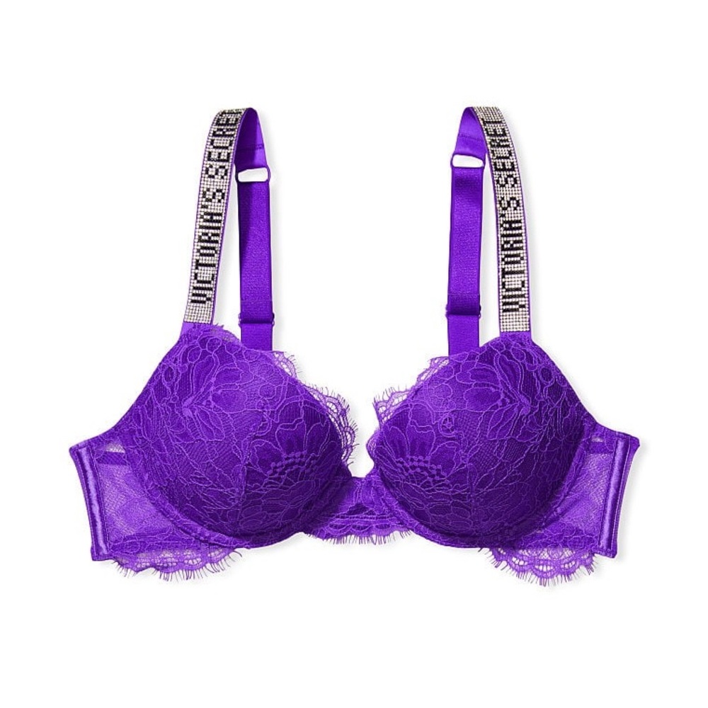 Victoria’s Secret Bombshell Lace Shine Strap Push Up Bra